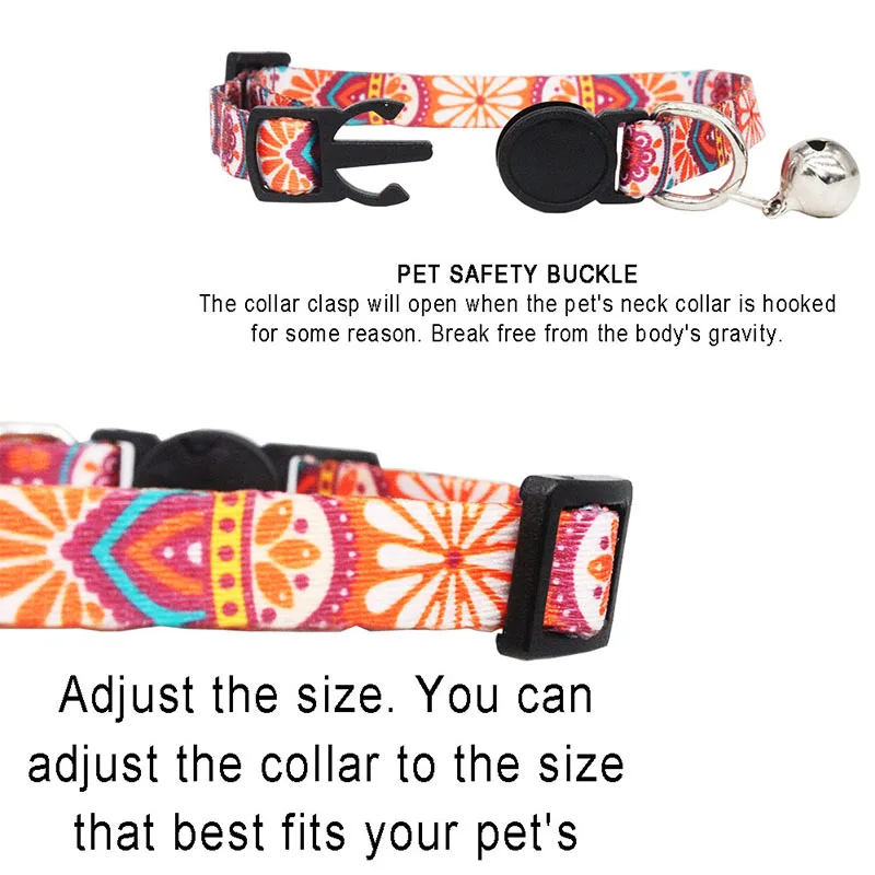 Collar de identificación personalizado para mascotas, Collar de nailon ajustable para cachorro y gato, suministros para mascotas, grabado gratis, bohemio - imagen 3
