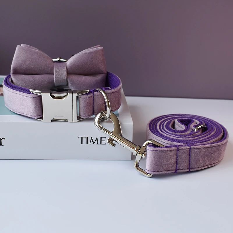 Collar personalizado de algodón y terciopelo, tela de calidad para perros pequeños, medianos y grandes, piezas metálicas personalizadas, correa para mascotas, franela 06