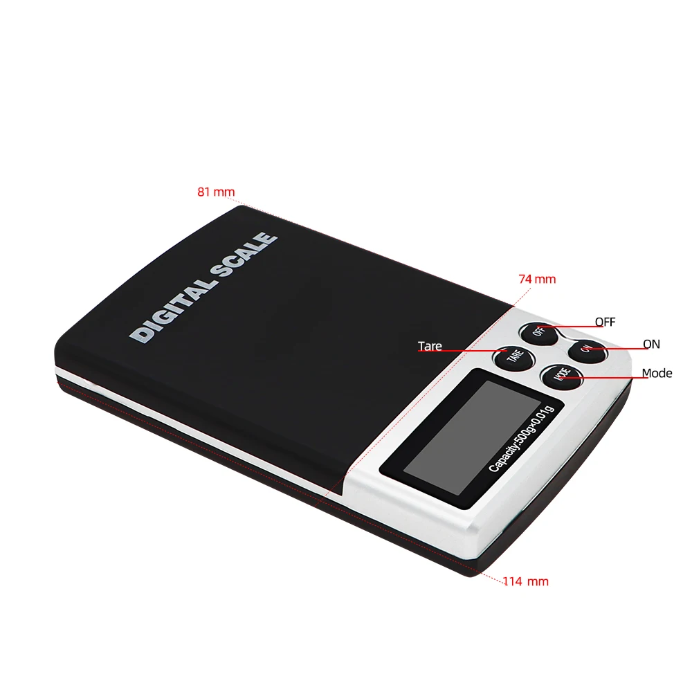 Báscula Digital de 500g y 0,01g, báscula de bolsillo de alta precisión, plataforma de acero inoxidable, joyería, balanza de peso de diamante - imagen 2