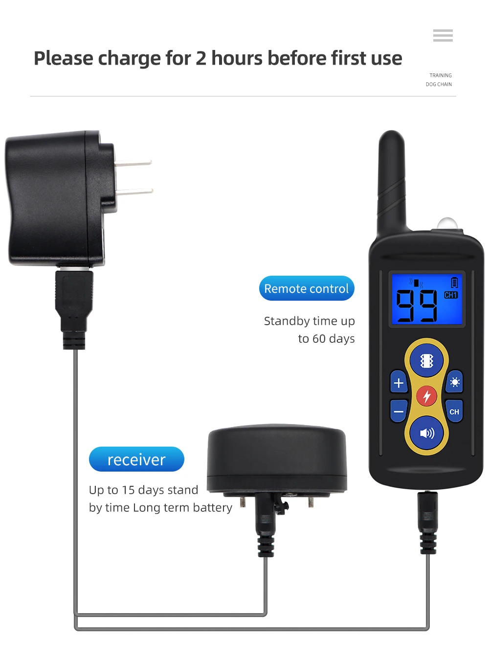 Collar de entrenamiento eléctrico para perros, entrenador de perros de 800m de distancia, collares para perros con Control remoto, Collar con sonido de vibración y choque recargable - imagen 4