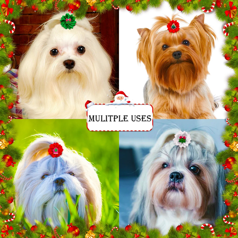 50/100 Uds. Lazos navideños para perros, lazos para el pelo para perros pequeños, accesorios bonitos para el cabello para perros, lazos para perros, accesorios para perros pequeños - imagen 3