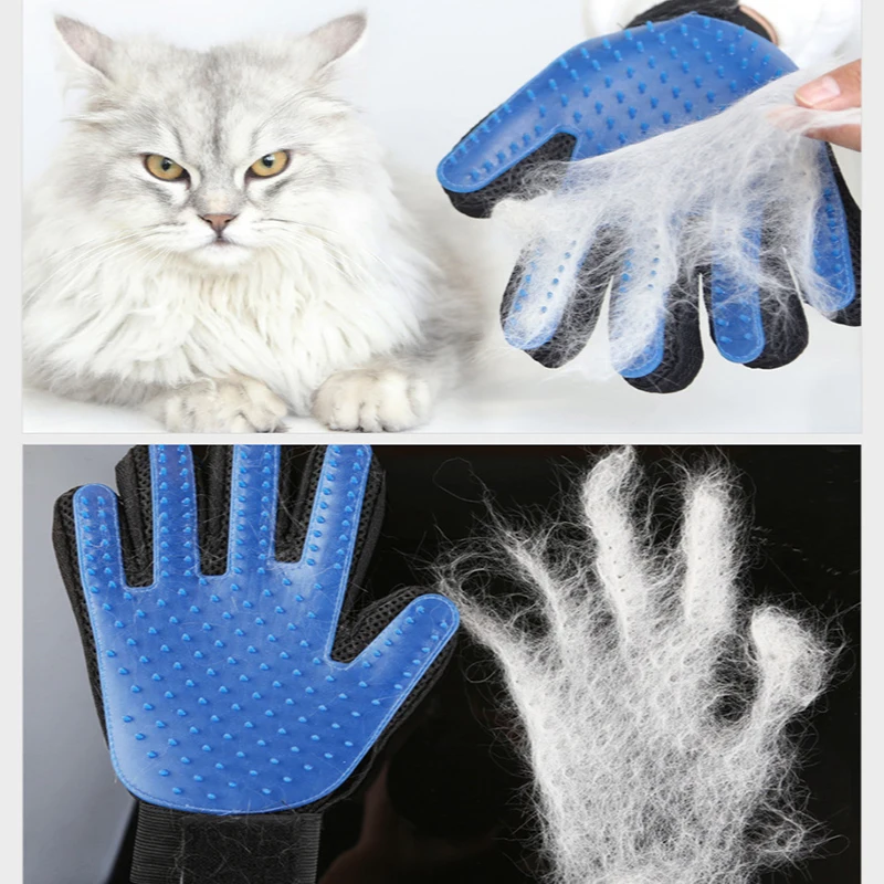 Guantes de aseo para mascotas, cepillo de silicona, masaje, guante de deshedding para gatos y perros, baño, depilación, limpieza y masaje para mascotas