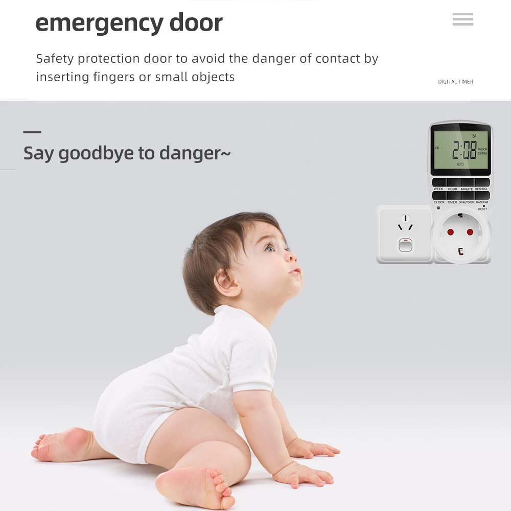 Temporizador Digital electrónico para la cocina, enchufe programable de salida, enchufe EU/US/FR/UK/AU, 220V y 110V - imagen 4