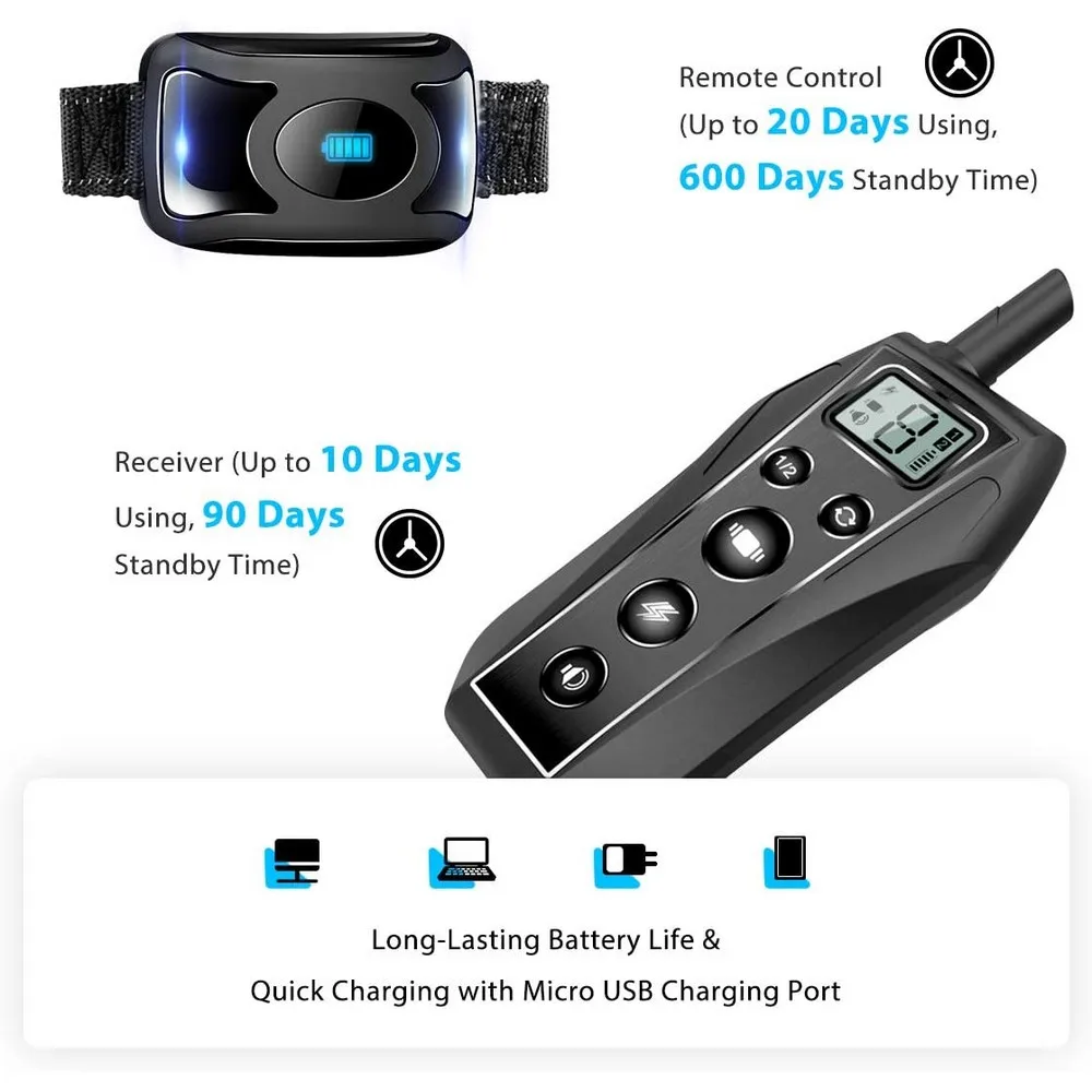 Collar de entrenamiento para perros, dispositivo IPX7 resistente al agua, recargable, con Control remoto, vibración, antiladridos, T700