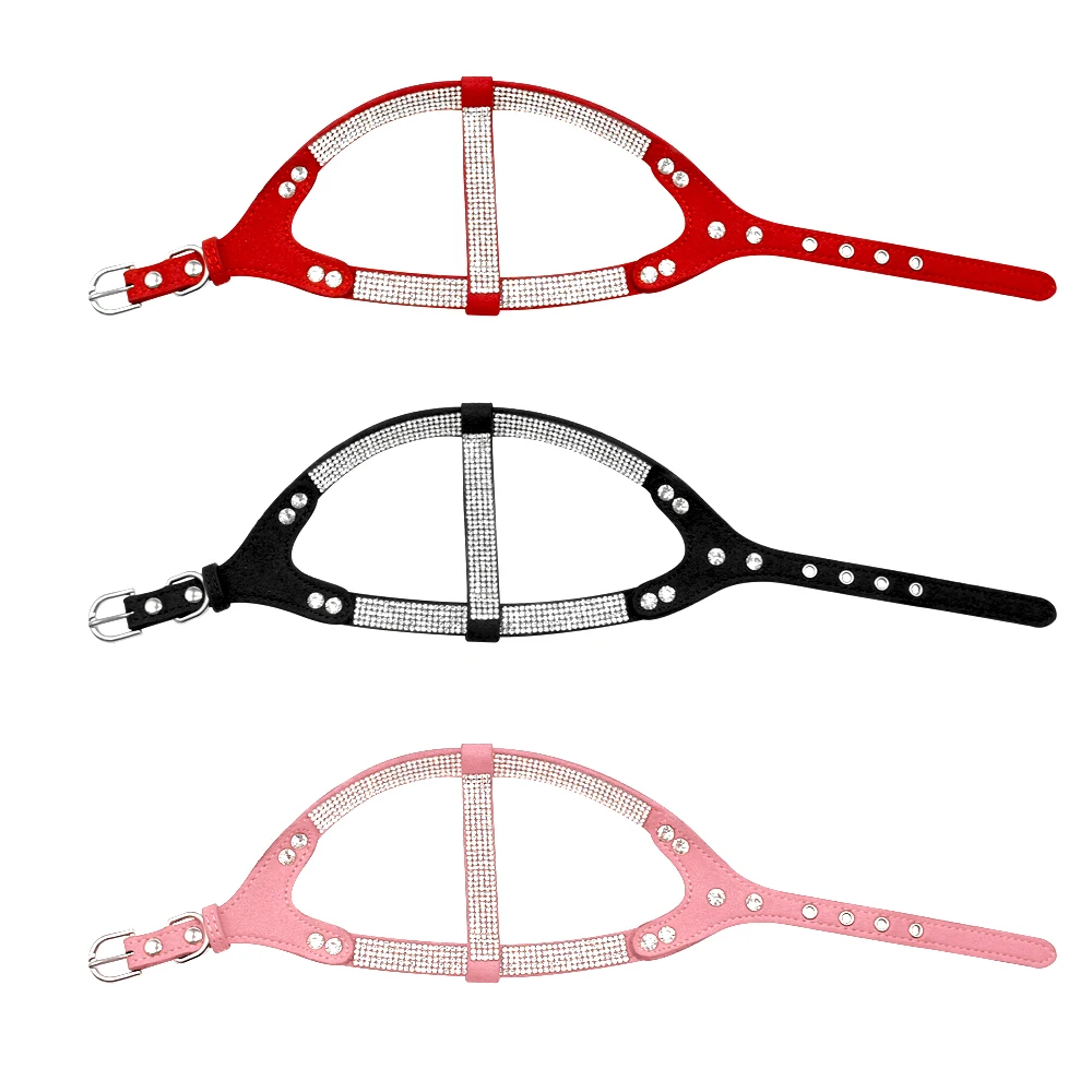 Arnés de Bulldog Francés con diamantes de imitación, arnés de cuero de ante ostentoso para cachorros y perros, chaleco para perros pequeños con gato de cristal S M L para caniche Chihuahua - imagen 3