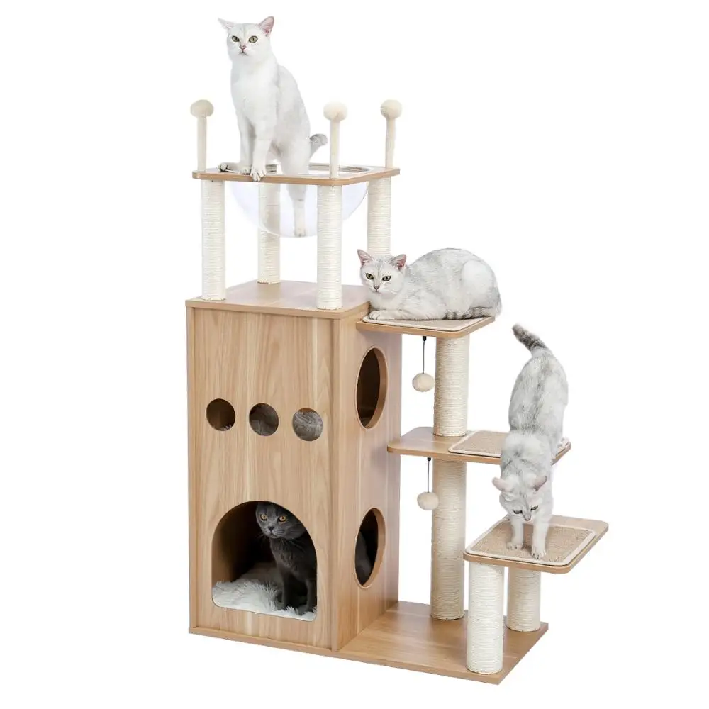 Árbol de lujo para gatos, Torre espaciosa totalmente envuelta para rascar, postes de Sisal, Centro de Actividades, torre de juegos para gatos - imagen 2