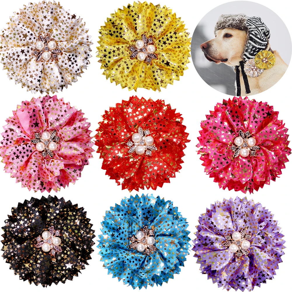 Collar de flores, 50 Uds., suministros para perros, pajarita deslizante para perros, dijes para Collar de perro pequeño, accesorios de boda para perros, suministros bonitos de moda para mascotas
