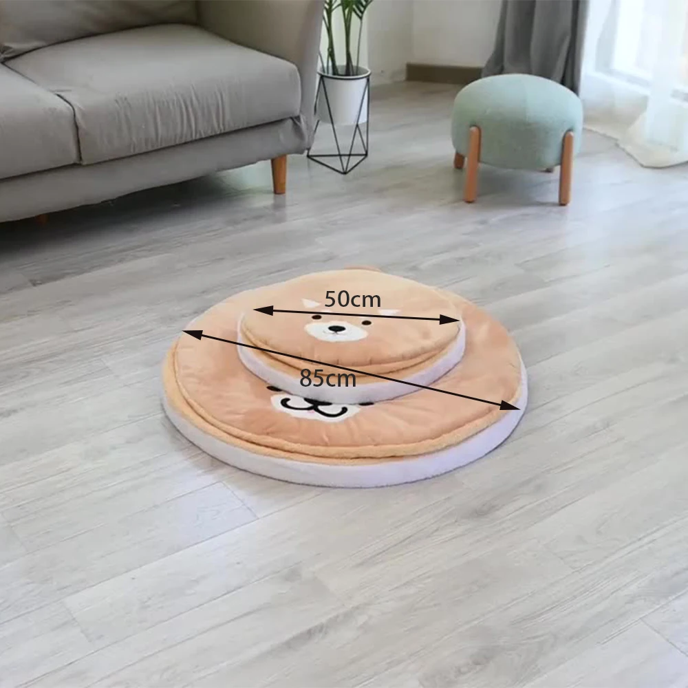 Estera redonda cálida para cama de perro, saco de dormir suave y acogedor para interiores, cesta de perrera semicerrada, cojín para mascotas de Material duradero, invierno - imagen 4