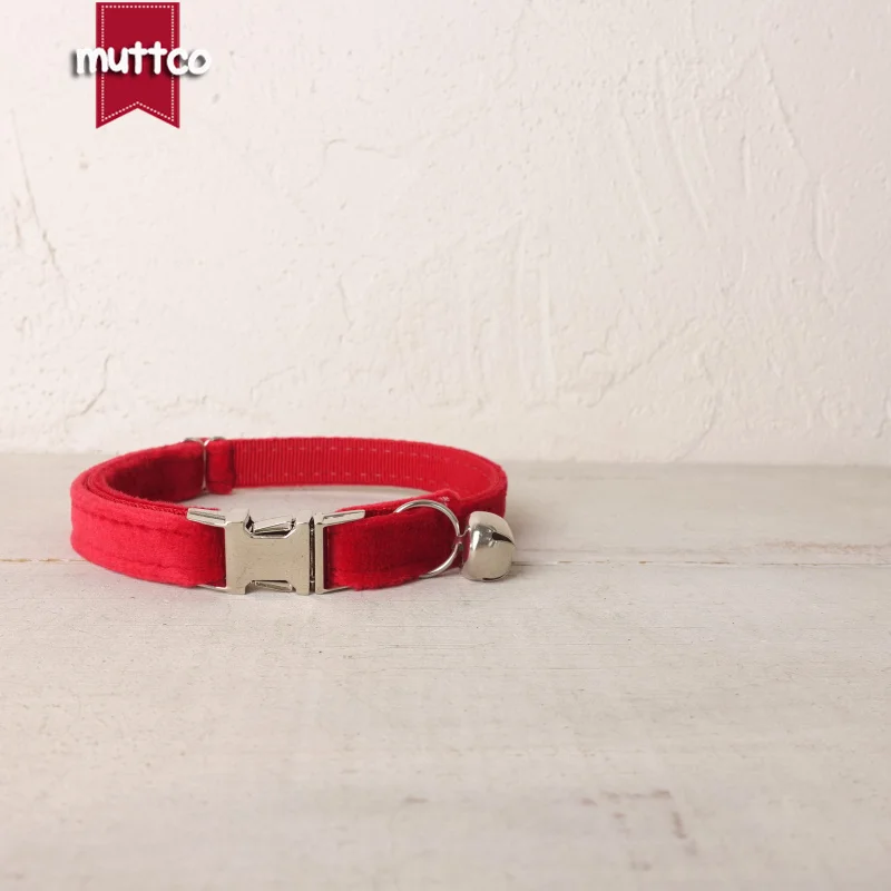 MUTTCO Venta al por menor collares de gato personalizados de diseño propio grabado collar hecho a mano ROJO 2 tamaños UCC107 - imagen 5