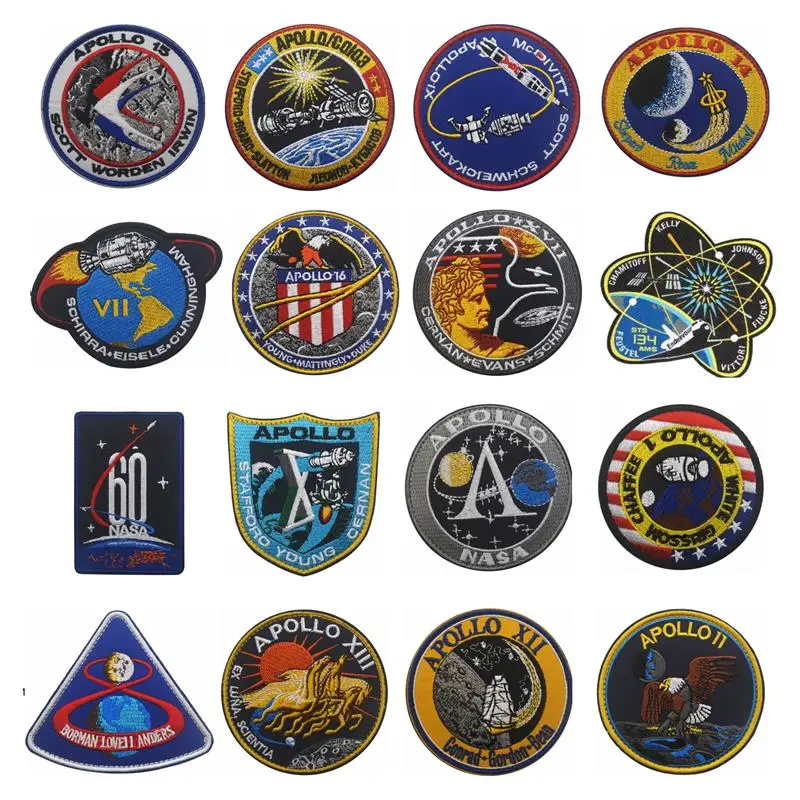 APOLLO Missions parche bordado astronauta nave espacial emblemas Collage EE. UU. brazalete al aire libre insignia pegatinas parches tácticos
