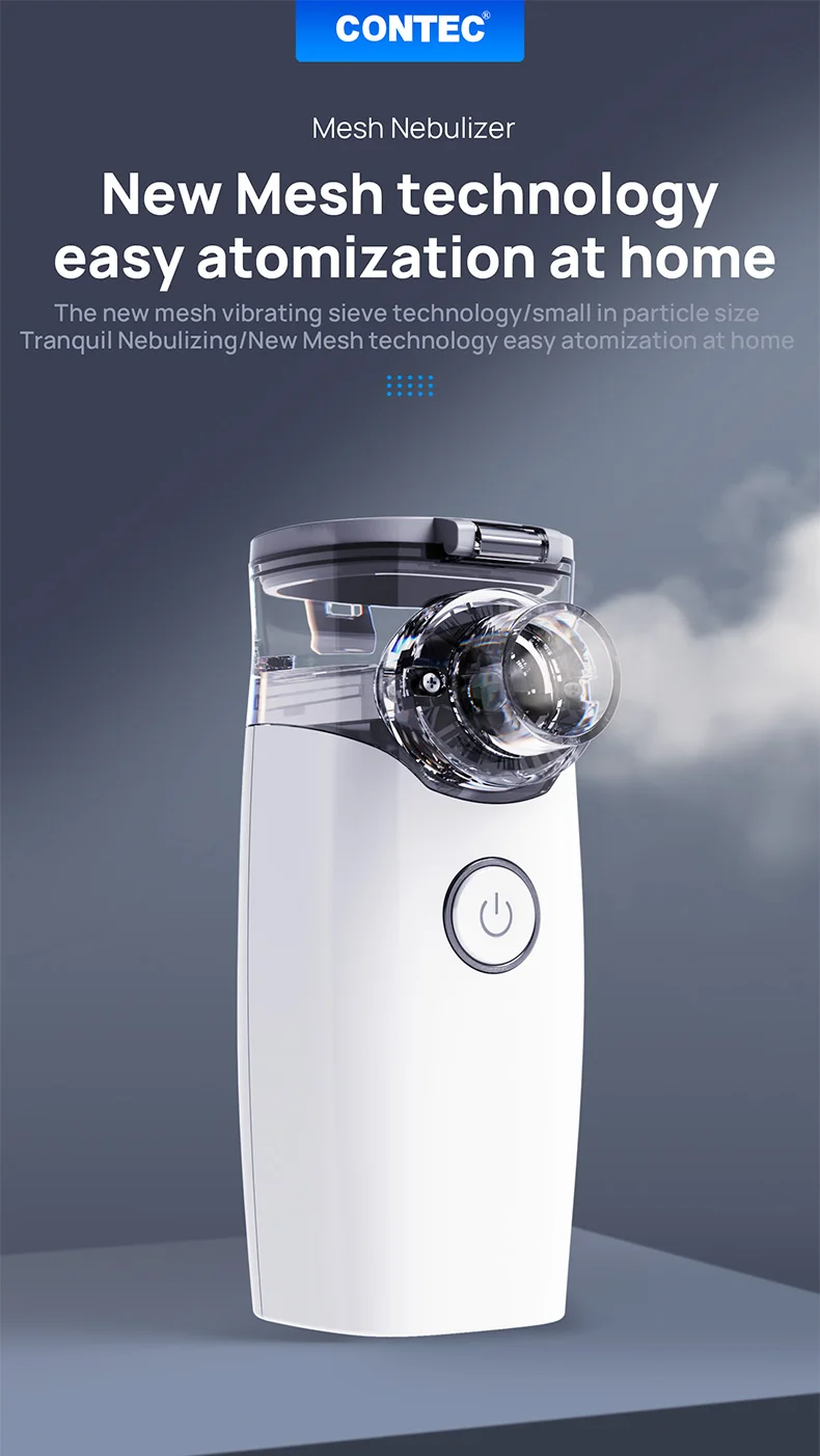 CONTEC-nebulizador ultrasónico silencioso para niños y adultos, nebulizador de malla portátil de mano para veterinaria, humano y veterinario - imagen 4