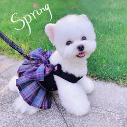 Vestido arnés 2 en 1 para perros pequeños y gatos – Primavera verano