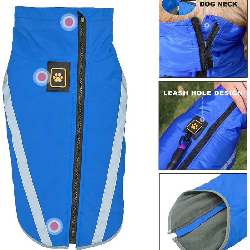 Benepaw-abrigo de lana cálido para perro, chaqueta impermeable a prueba de viento, ropa reflectante para mascotas, traje de nieve para razas medianas y grandes, Invierno - imagen 4