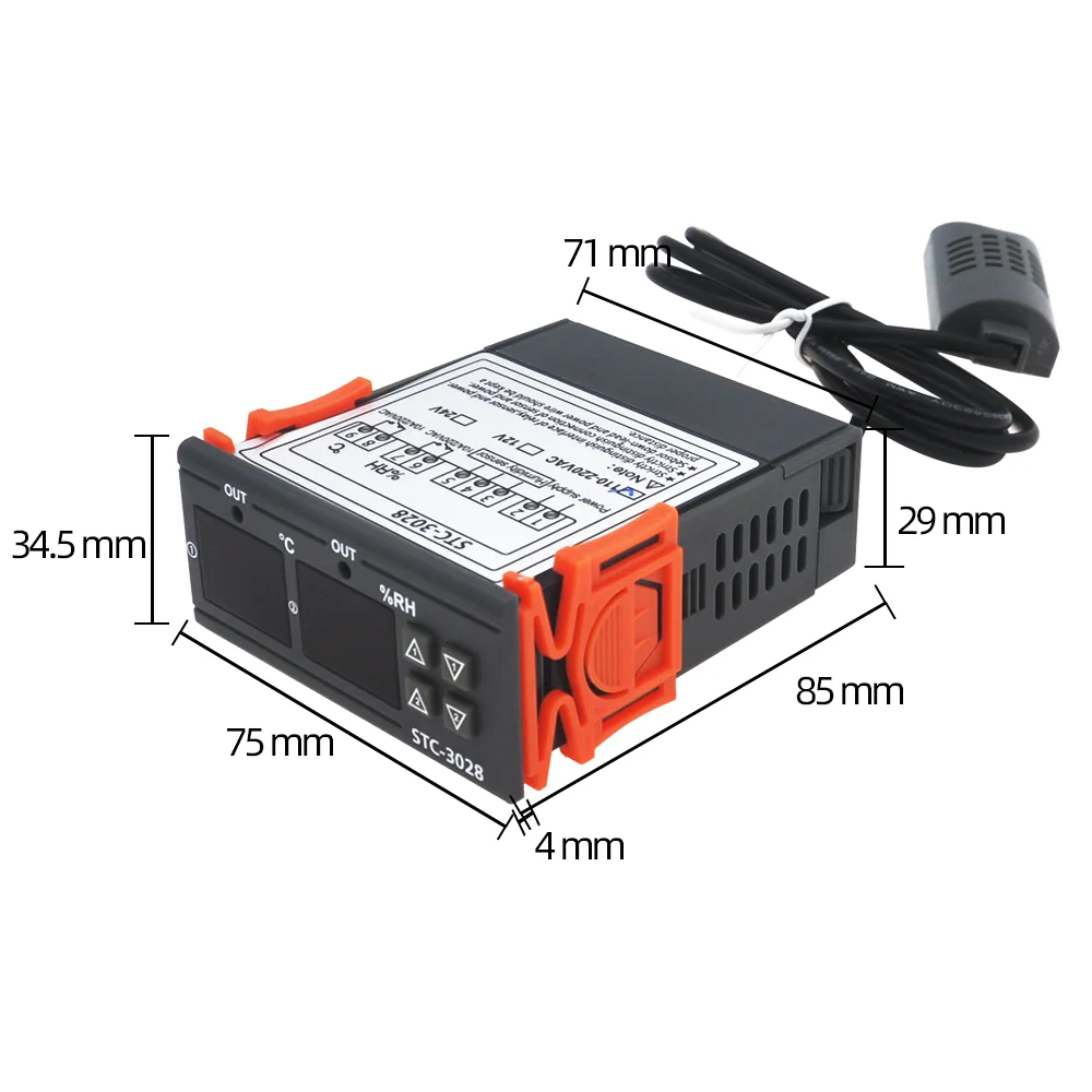 Controlador de temperatura y humedad para el hogar, termómetro, higrómetro, interruptor de Control, STC-3028, 12V, 24V, 220V, 40% de descuento - imagen 3