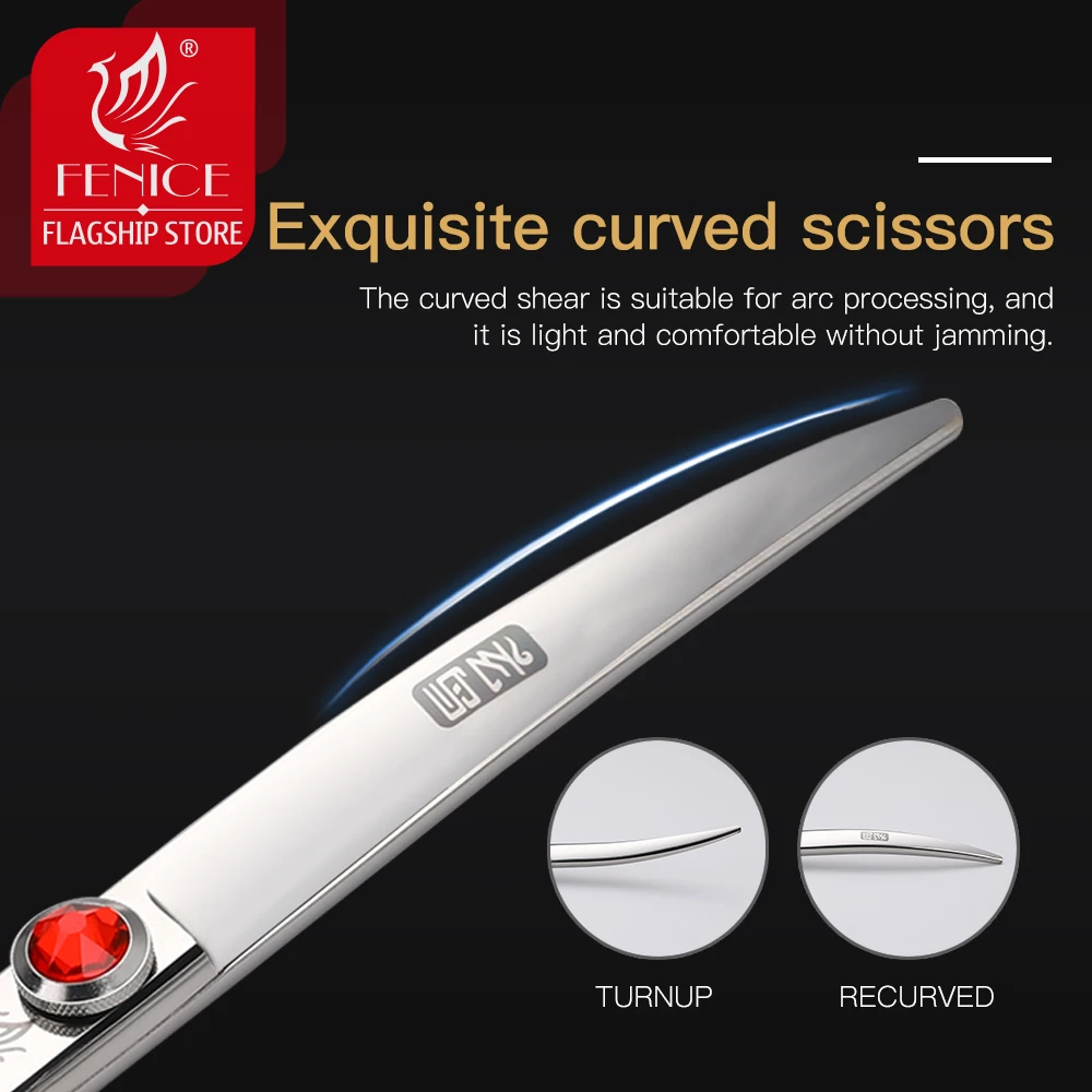 Fenice-tijeras profesionales de 6,5 pulgadas para mascotas, tijeras de aseo curvadas para perros, tijeras de corte, makas - imagen 5