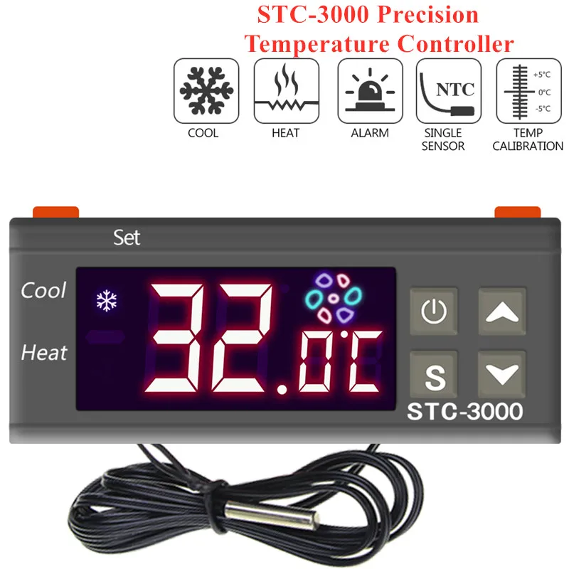 Controlador de temperatura de STC-3000, termostato Digital de 12V, 24V, 220V, termorregulador, microordenador, relé de Control de temperatura con Sensor - imagen 2