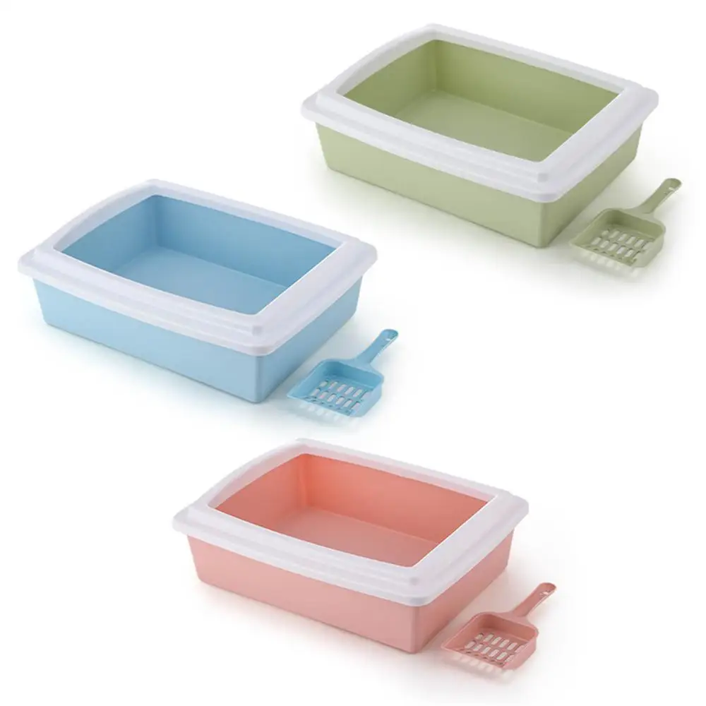 Arenero de plástico con bandeja para mascotas, recipiente antisalpicaduras para gatos, gatos y perros, suministros de inodoro para limpieza - imagen 4