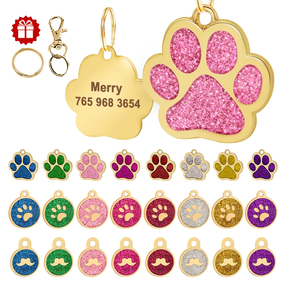 สุนัขCat ID Tag Anti-Lostสัตว์เลี้ยงแท็กชื่อแผ่นFreenแกะสลักสุนัขแมวป้ายจี้PAWรอบรูปร่าง