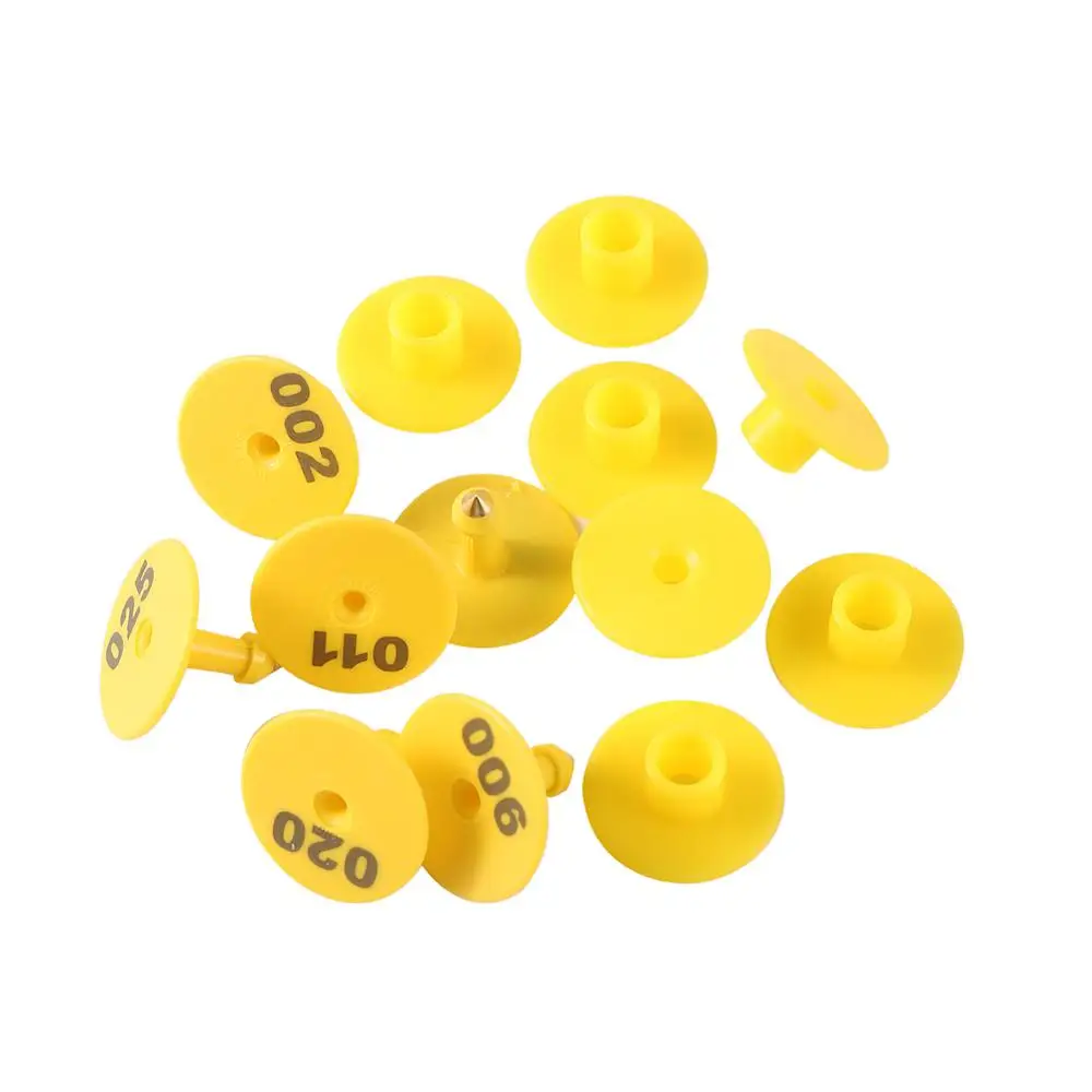 100 Uds cerdo oveja conejo ganado oreja etiqueta signos escritura láser cabeza de cobre pendientes ganado etiqueta tarjeta de identificación de animales de granja - imagen 4