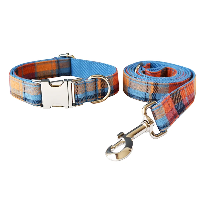 Traje Collar de perro a cuadros personalizado grueso suave acolchado Collar de mascota con correa conjunto Vintage elegante pajarita Collar de perro caminar plomo - imagen 4