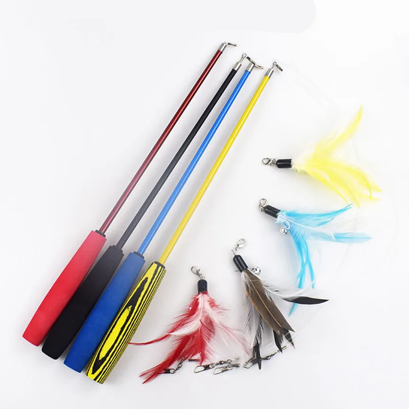 Juguete interactivo de plumas para gatos, palo de teaser de plumas, varita retráctil para mascotas, campana de plumas, recambio, producto receptor de repuesto para gatito - imagen 4