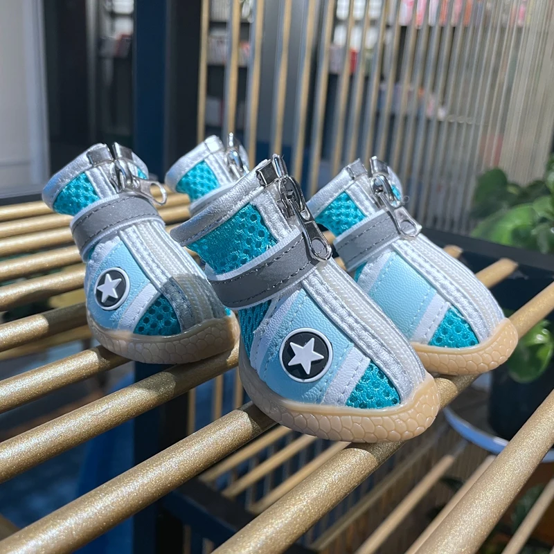 HOOPET-zapatos impermeables de invierno para perros, botas antideslizantes para mascotas, Protector de pata para perros pequeños y medianos con cremallera, 4 unidades - imagen 5