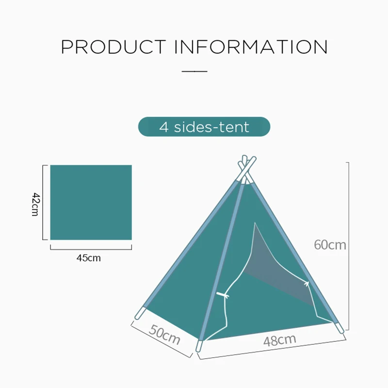 Tienda de campaña portátil de lino para mascotas, casa para perros, casa para gatos, tipi lavable, cachorro, interior, perreras al aire libre, cueva con estera - imagen 5