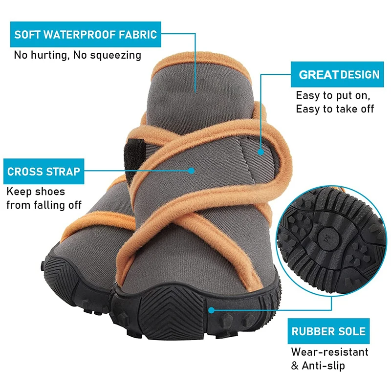 Benepaw-zapatos suaves para perro, botas resistentes al agua, antideslizantes, ajustables, con correas cruzadas, para caminar, senderismo y correr - imagen 3
