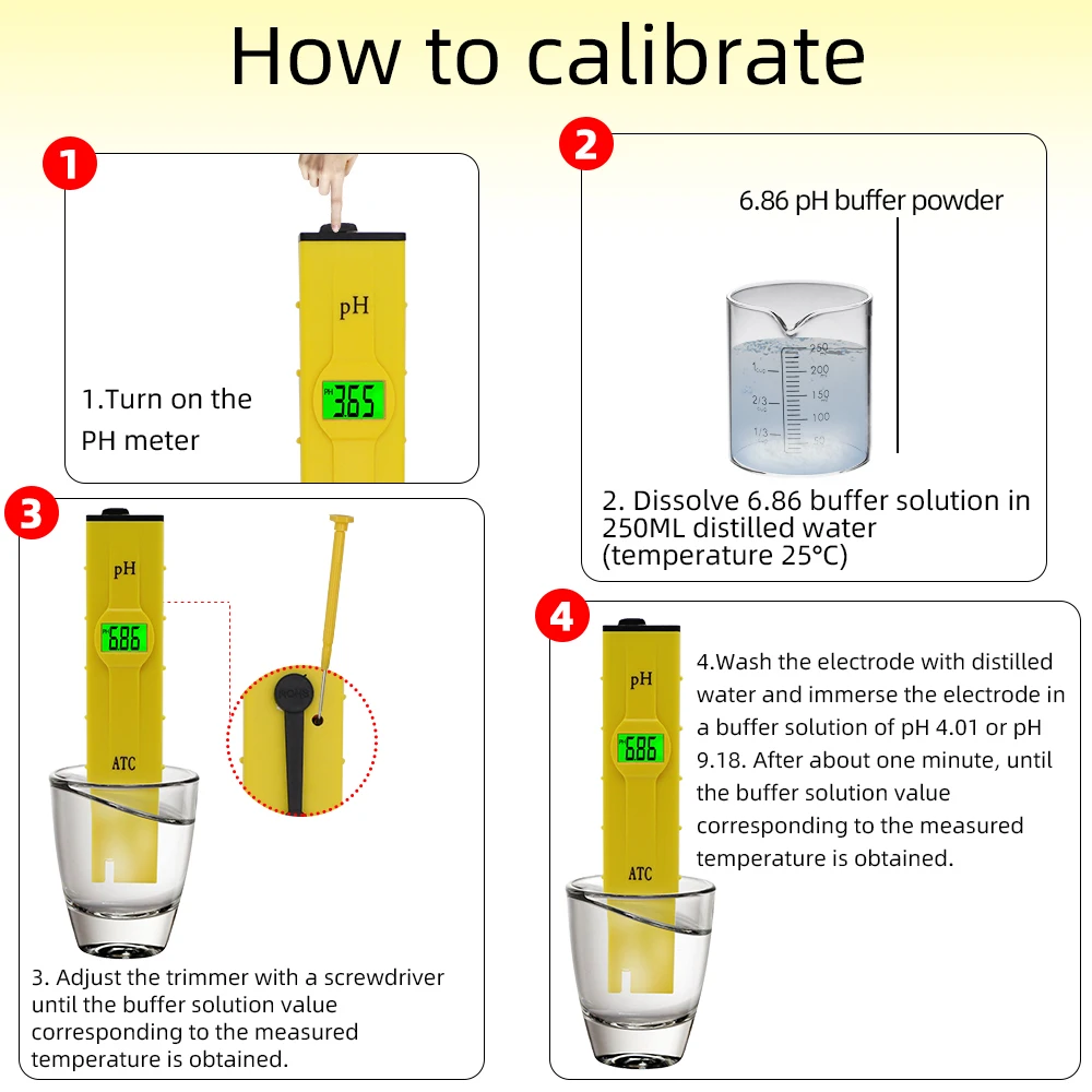 Medidor de PH portátil de alta precisión 0,01 Probador de Calidad del Agua ATC PH Monitor de pureza del agua pluma de prueba de PH para piscina acuario - imagen 5