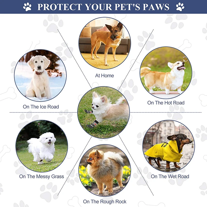 Benepaw-Zapatos con correas ajustables para perro, botines transpirables antideslizantes de doble cara, calcetines resistentes con adhesivo resistente, protección de punto - imagen 2