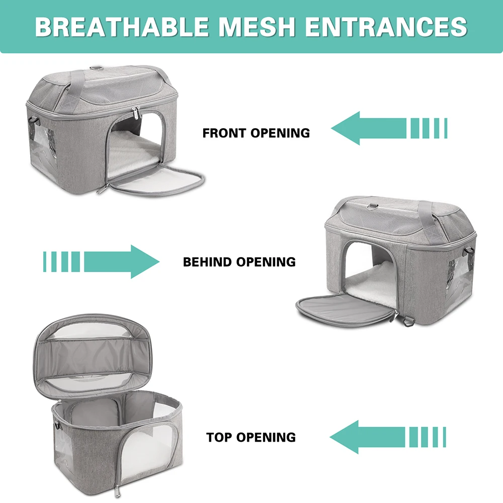 Mochila para perros, bolsa de transporte plegable portátil transpirable para mascotas, bolsa de transporte aprobada por aerolínea de viaje para perros pequeños y gatos salientes - imagen 2