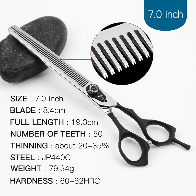 Fenice JP440c tijeras profesionales de acero para el cuidado de mascotas de 7/7,5 pulgadas para perros tijeras de adelgazamiento - imagen 3