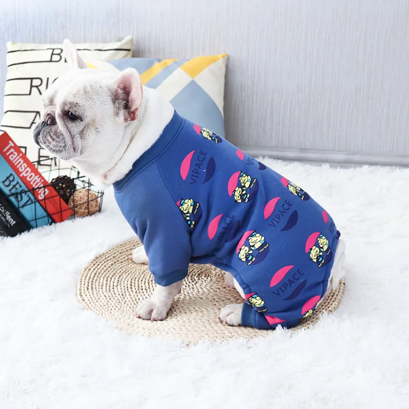 Ropa para perros para Bulldog Francés, Sudadera con capucha cálida de invierno para perros, ropa de lana suave para mascotas, chaqueta para perros, suéter de Pug, mono de Navidad para perros - imagen 3