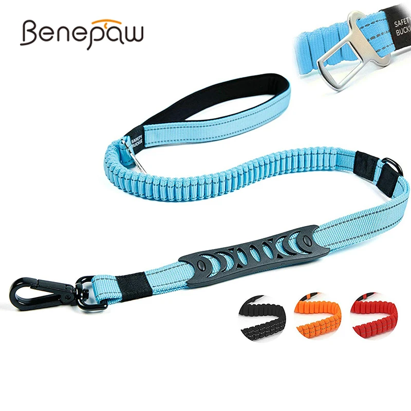Correa perros Benepaw bungee reflectiva con 2 mangos de control
