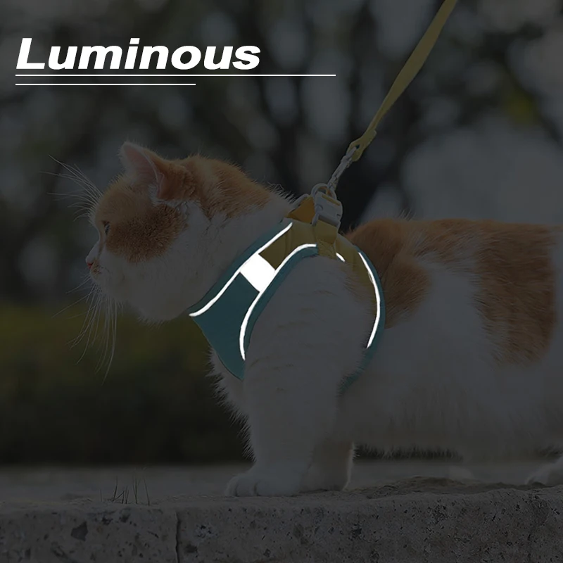 HOOPET-Chaleco con correa para gato, arnés ajustable de malla transpirable para perros, tirantes para el pecho, Collar impermeable - imagen 3