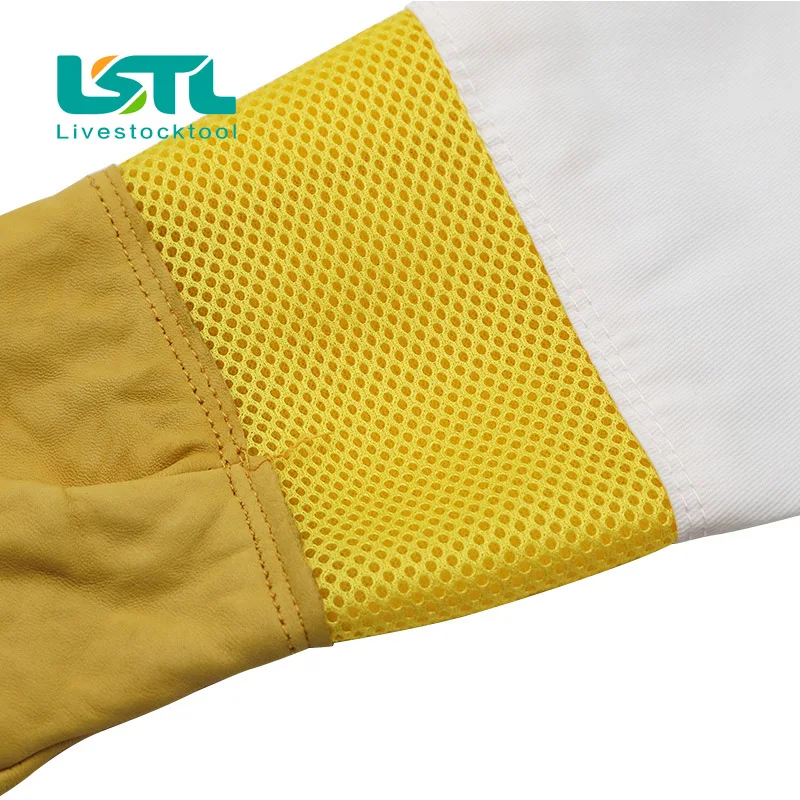 Guantes protectores para apicultor, guantes amarillos de piel de cabra transpirables antiabejas, herramientas protectoras para apicultura, 1 par - imagen 5