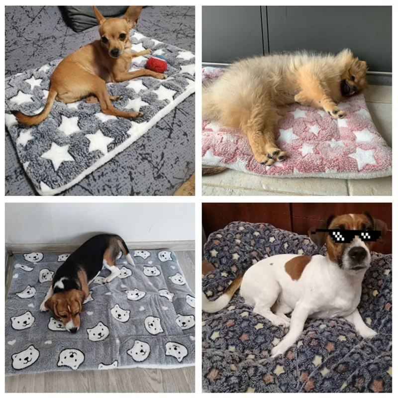Almohadilla de lana de coral suave para mascotas - Manta de cama para perros y gatos, cojín para sofá con huellas adorables, alfombra de hogar que mantiene caliente y protege el sueño - imagen 5