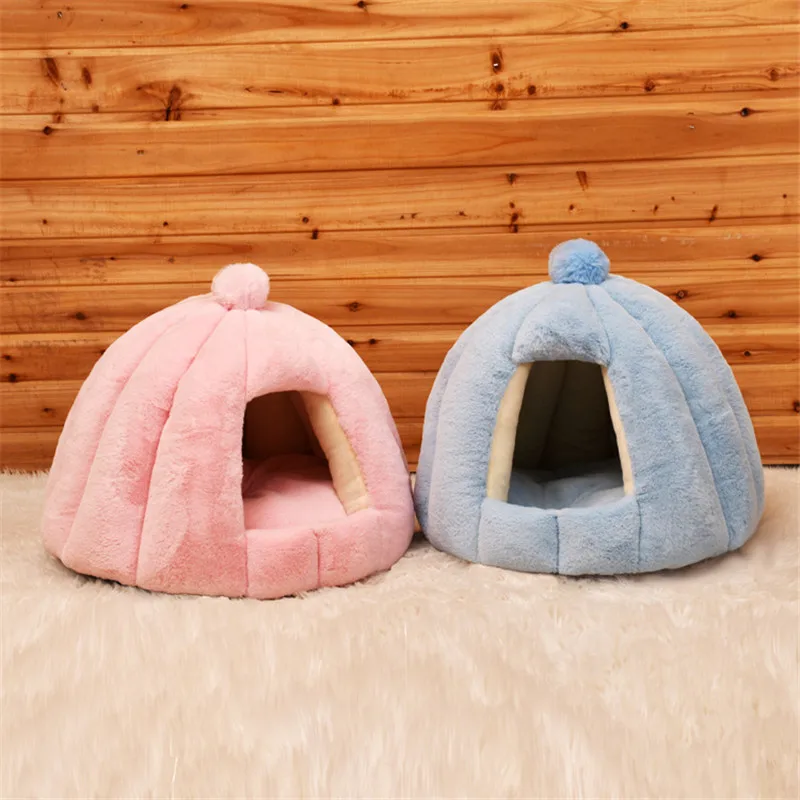 Casa de cama para perros y gatos, nido de perrera extraíble suave y cálida, cesta para mascotas, Tijas divertidas, casa de calabaza y fruta - imagen 3