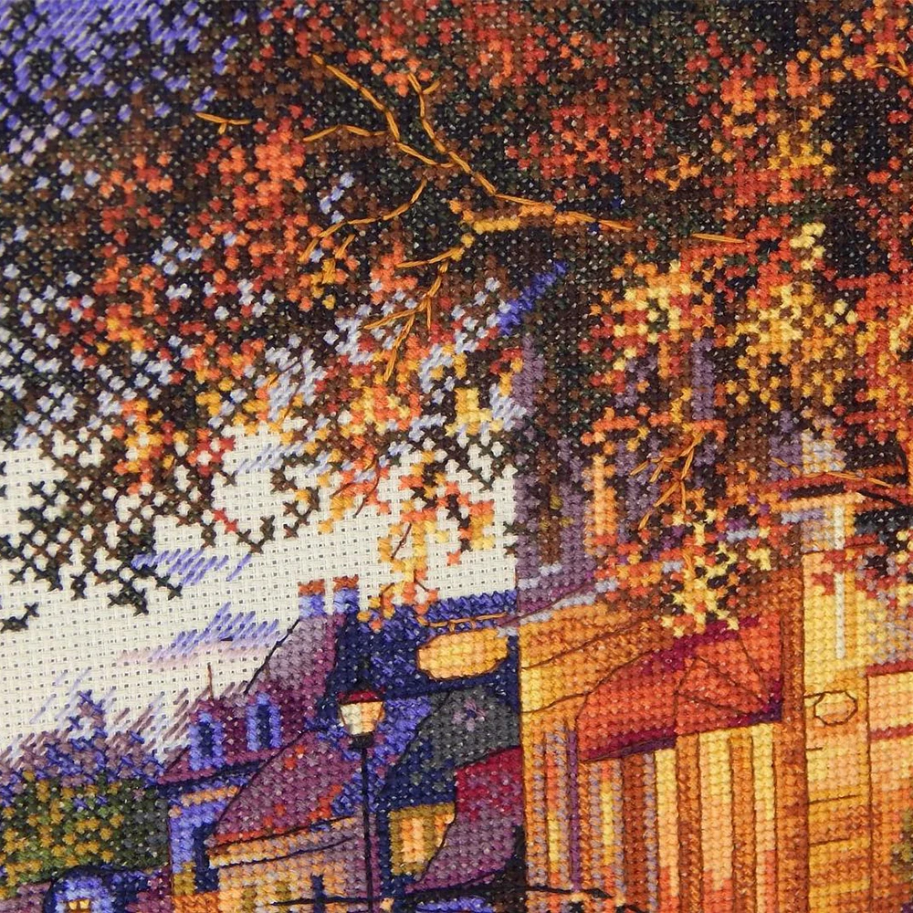 Kits de patrones de punto de cruz con cuentas de ciudad en medianoche, juegos de bordado en lienzo sin imprimir, 11 14CT, pinturas de decoración del hogar DIY - imagen 3