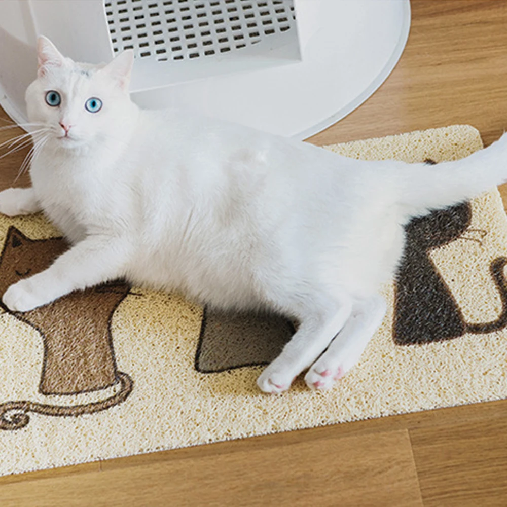 Estera plegable de PVC para gatos, alfombrilla antideslizante para la arena de las mascotas, con estampado de pecera, accesorios para gatos - imagen 2