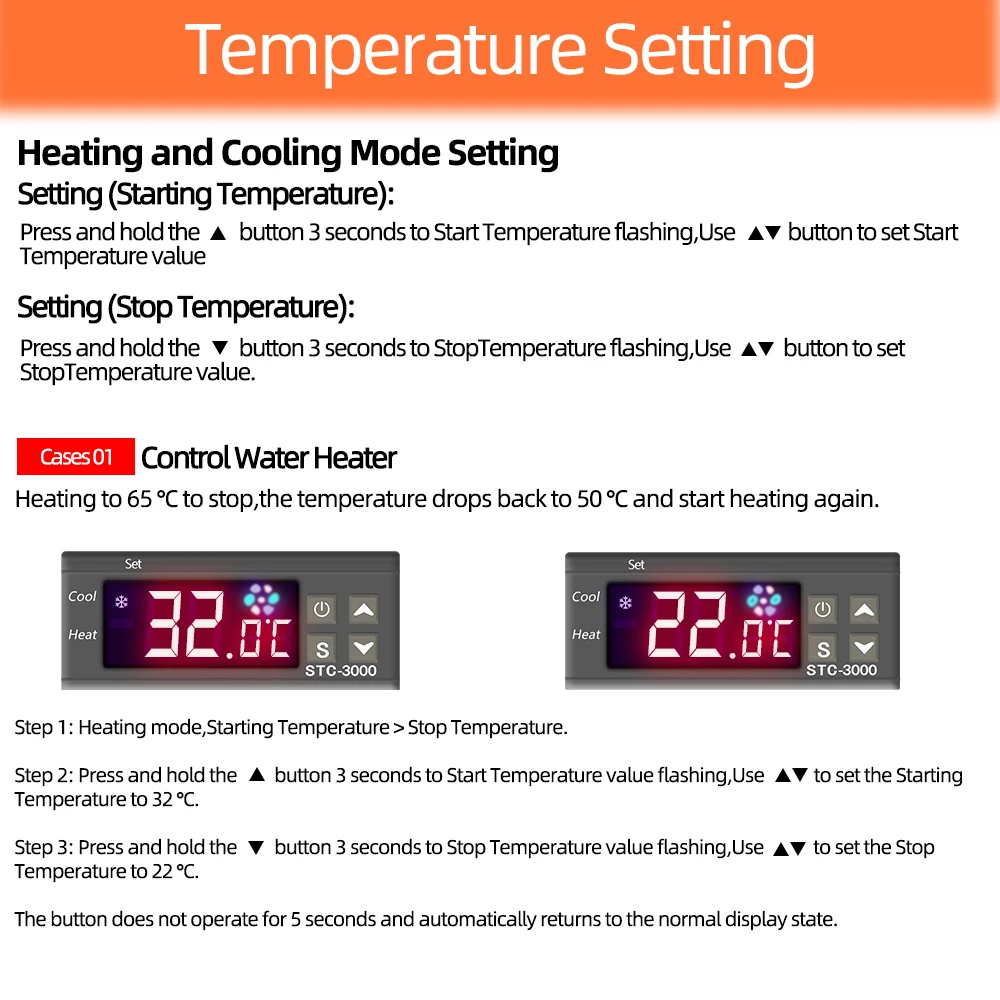 Controlador de temperatura de STC-3000, termostato Digital de 12V, 24V, 220V, termorregulador, microordenador, relé de Control de temperatura con Sensor - imagen 5