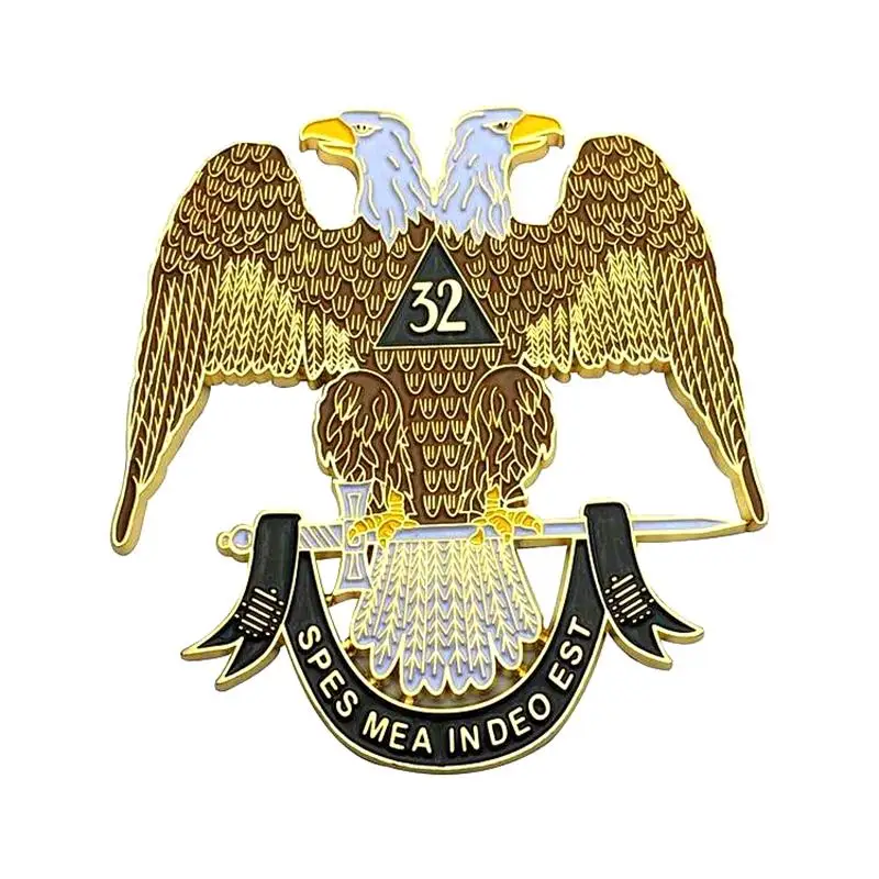 Emblema de coche masónico dorado, águila de rito escocés recortada, pegatina masónica, camión automático, calcomanía de motocicleta, insignia adhesiva roja, 3"