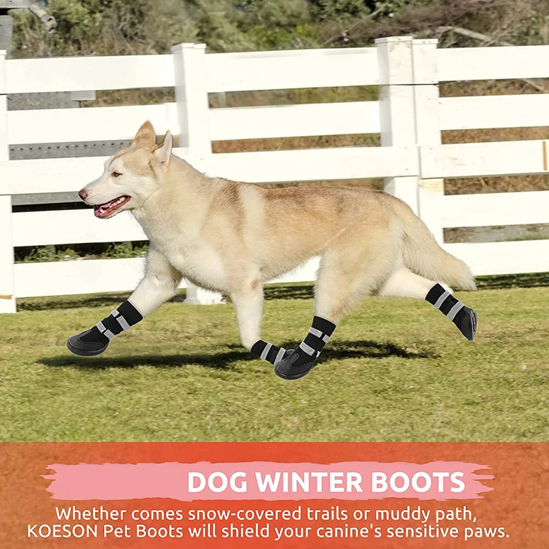 Benepaw-botas impermeables para perro, zapatos reflectantes de invierno para mascotas, botines de nieve antideslizantes para exteriores, Protector de pata para perros medianos y grandes - imagen 5