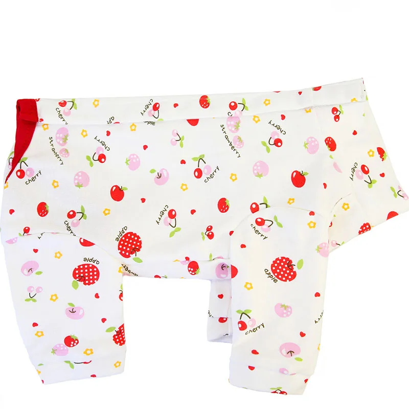 Lindo pijama de perro durmiendo para niñas, mono con patrón de animales/frutas/arcoíris, mono envolvente para el vientre, ropa para cachorros, primavera y otoño - imagen 4