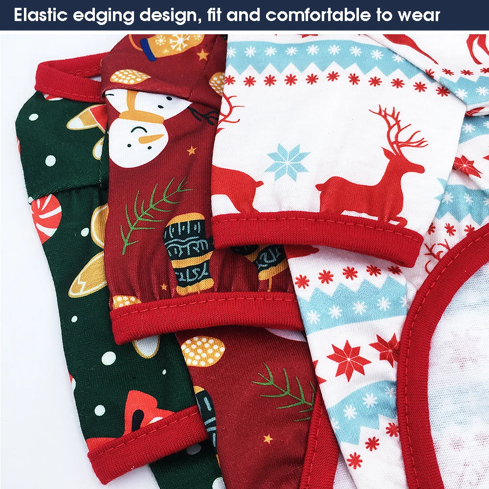 Ropa de Navidad para perros y gatos, Camiseta de algodón suave para mascotas, chaleco para Chihuahua, traje para perros pequeños y medianos - imagen 5