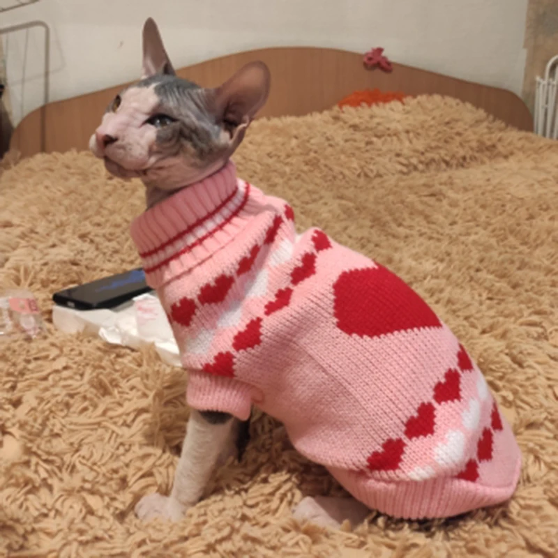 Suéter clásico de invierno para gatos Gotas Sphynx, ropa navideña para mascotas, jersey para cachorros Katten Kedi, ropa para Mascotas, jersey para perro - imagen 5