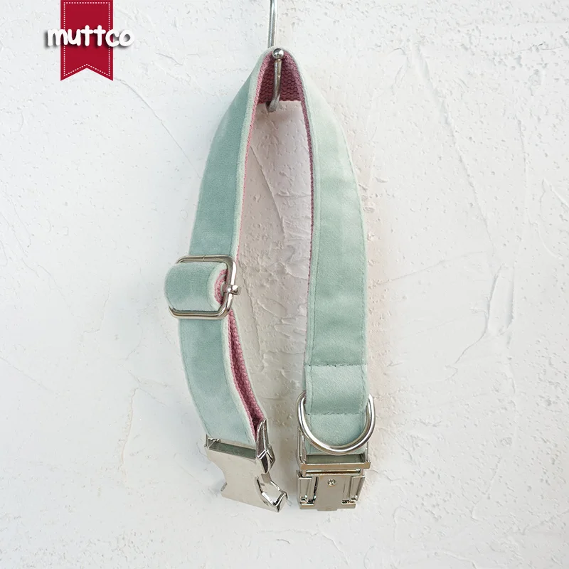 Collar de perro con hebilla de metal grabada MUTTCO, collar con etiqueta de identificación de perro rosa MNIT, placa de identificación de 5 tamaños, suministro antipérdida para mascotas UDC109 - imagen 2