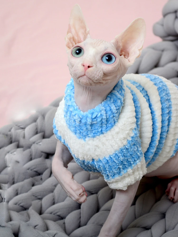 Suéter de punto hecho a mano para gatos, ropa cálida para gatos, sudaderas con capucha para gatos Sphynx, ropa para gatitos, suministros para gatos - imagen 4