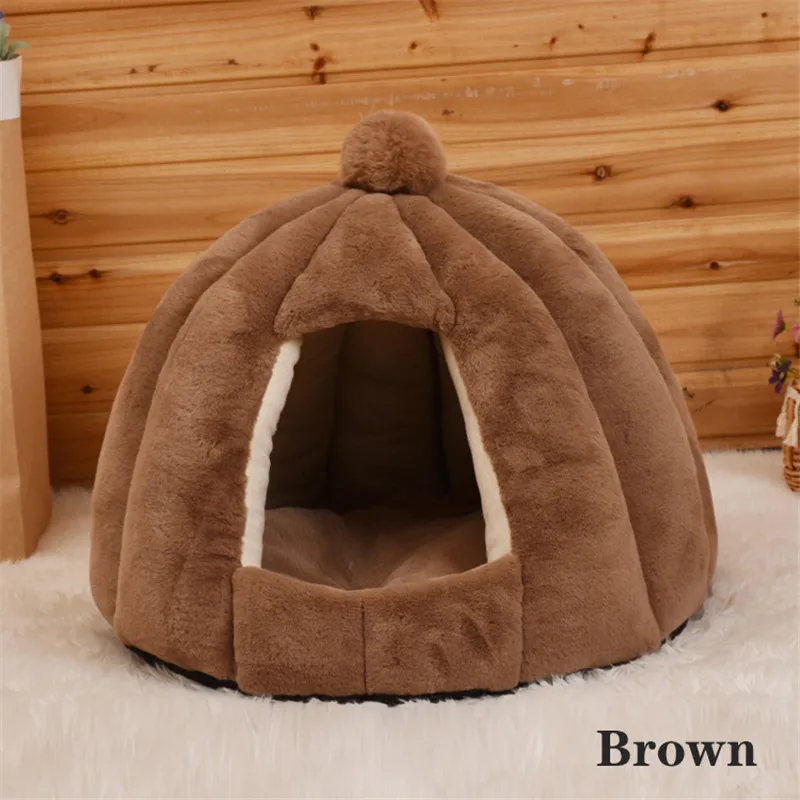 Casa de cama para perros y gatos, nido de perrera extraíble suave y cálida, cesta para mascotas, Tijas divertidas, casa de calabaza y fruta - imagen 5
