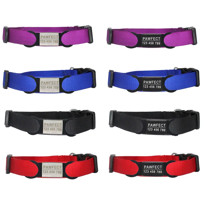Collar de nailon con identificación personalizada para perro, Collar ajustable con Nombre de mascota, grabado gratis, Collar mediano - imagen 4